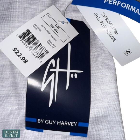 Guy Harvey White Fishing Hoodie LS Marlin American Flag UPF50 Performance L NEW - Picture 7 of 7
